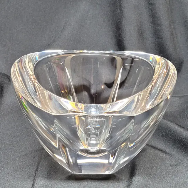 Orrefors Lead Crystal Bowl Modern Art Glass Sweden Signed 5.5"