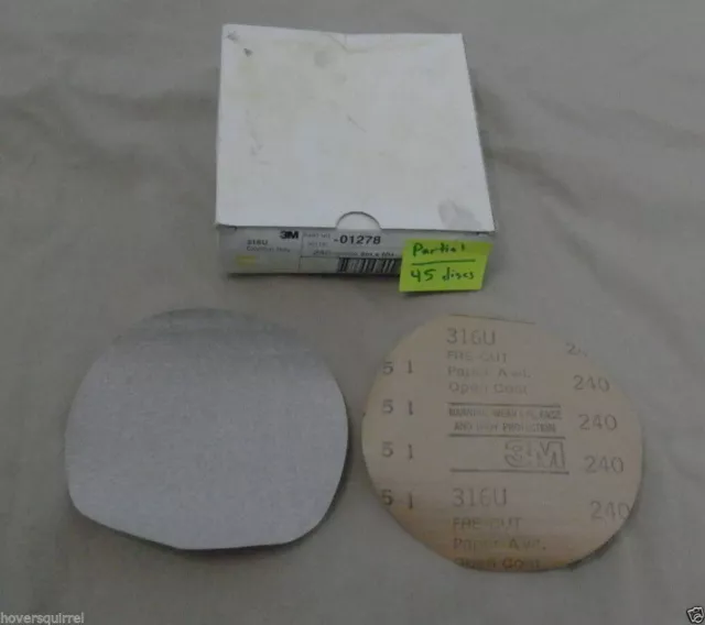 (45) 3M Crystal Bay Sandpaper Discs, 240 grade, 6", 01278 hs - PARTIAL BOX
