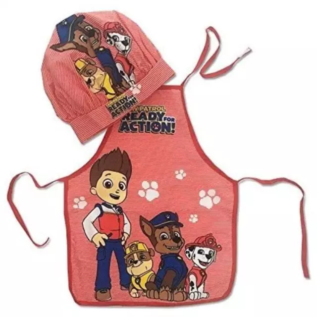 Paw Patrol Apron & Hat Set Red Kitchen Dress Up Ready For Action Boys Gifts Set