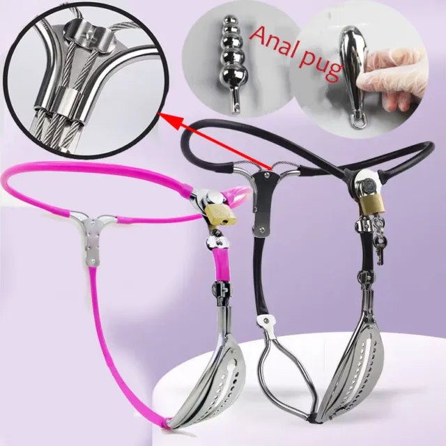 Stainless Steel Invisible Chastity Belt with Poop Hole Plug BDSM Pants for Women