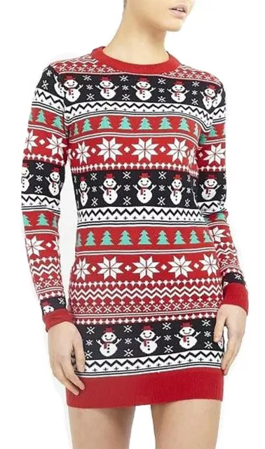 Womens  Xmas Sweater Dress Ladies Novelty Gift Snowman Tree Christmas Jumper Top