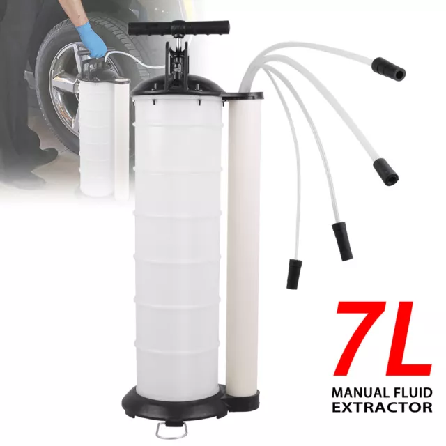 7L Extractor Suction Pump Manual Vacuum Waste Oil Brake Fluid Vacuum Transfer UK