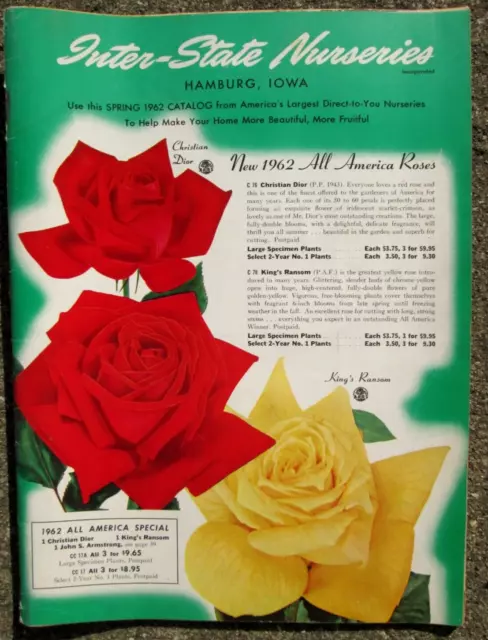 1962 Inter-State Nurseries Hamburg Iowa Spring Catalog Roses Trees Flowers Shrub