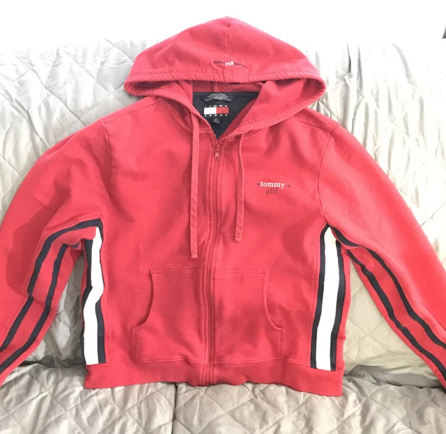 Tommy Jeans Red Tommy Girl Full-Zip Hoodie Junior Size XL