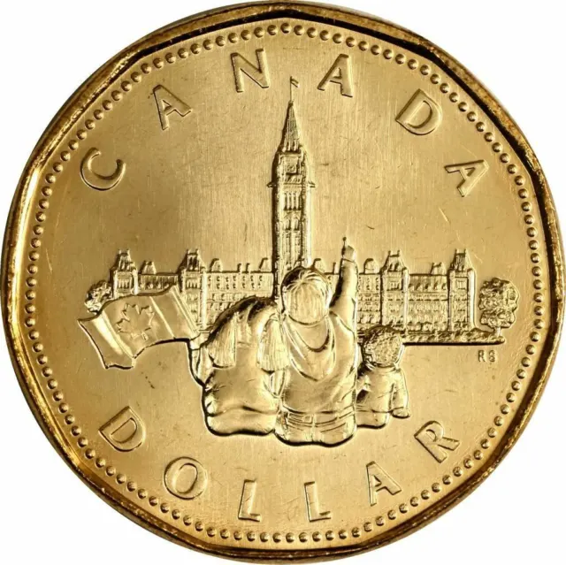1992 Canada Parliament Loonie. UNC. One Dollar $1 Coin.