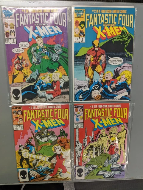 Fantastic Four Vs. The X-Men #1-4 Complete Limited Mini-Series Marvel 1987 Comic