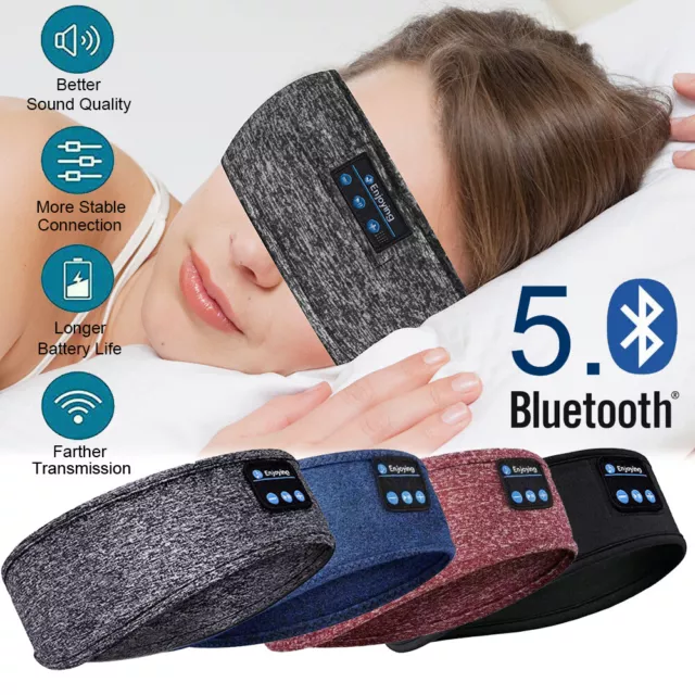 Wireless Bluetooth Headband Sleeping Eye Mask Headphones Headset Music Sports UK