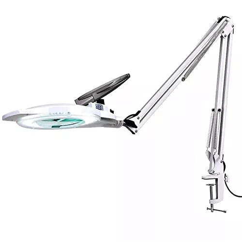 10X LED Magnifying Lamp with Clamp, 2,200 Lumens Dimmable Super Bright Daylig...