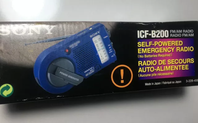 Sony ICF-B200 Self-powered Emergency Radio AM/FM New Old Stock 2