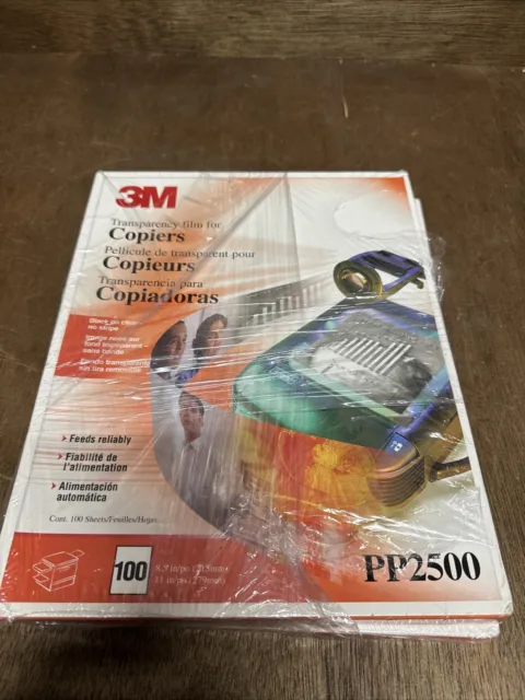 Lot of 2 NEW SEALED 3M PP2500 Transparency Film  Copiers 120 sheets 8.5” x 11”