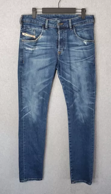 Diesel D-Bazer Tapered Jeans Sz 30x32 Blue Stretch Lightly Distressed Button Fly