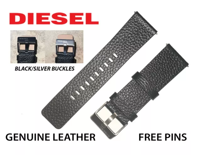 GENUINE DIESEL Watch Strap Band BLACK/ BROWN 22mm 24mm 26mm 28mm