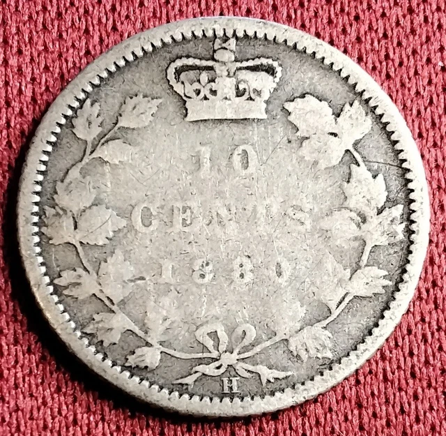 1880 Canada 10 Cents Silver Queen Victoria Coin