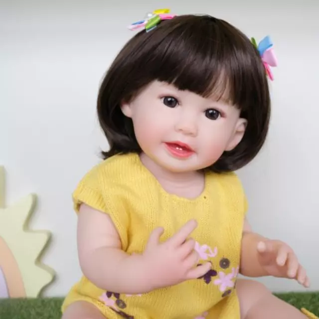 55CM Soft Reborn Toddler Girl Doll Full Body Vinyl Silicone Lifelike Baby Gift