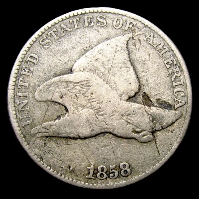 1858 Flying Eagle Cent Penny ---- Nice Details Damages Coin ---- #UU078