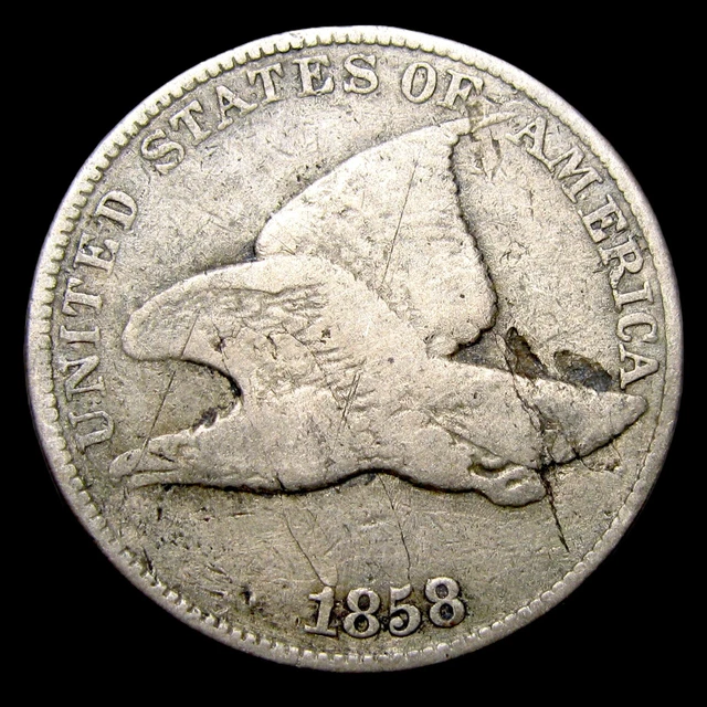 1858 Flying Eagle Cent Penny ---- Nice Details Damages Coin ---- #UU078