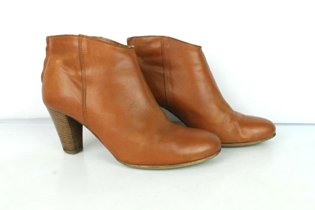 Bottines Progetto cuir marron havane T 40 / UK 6.5 TRES BON ETAT