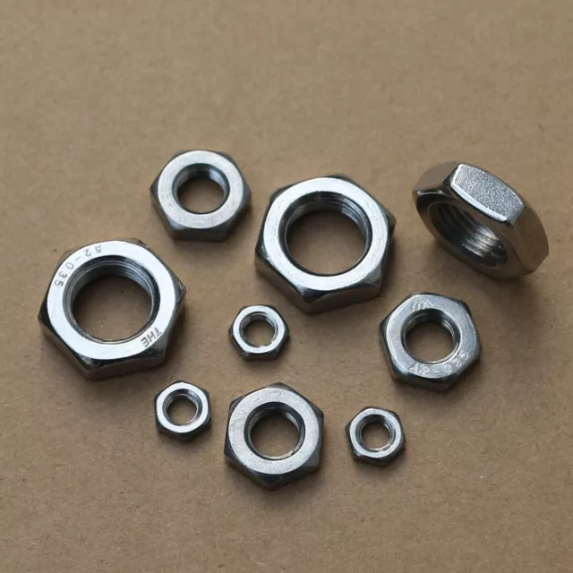 304 Stainless Steel Select Size M2 - M16 Thin Hex Nuts Right Hand Thread