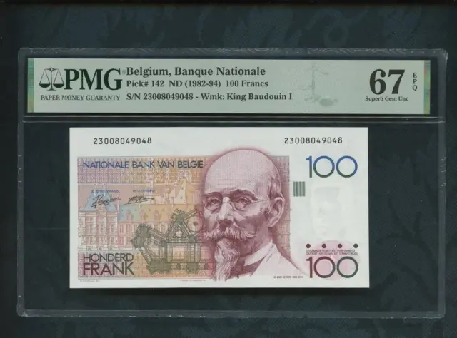 ND (1982-94) Belgium, Banque Nationale  100 Francs   pick# 142 PMG 67 EPQ