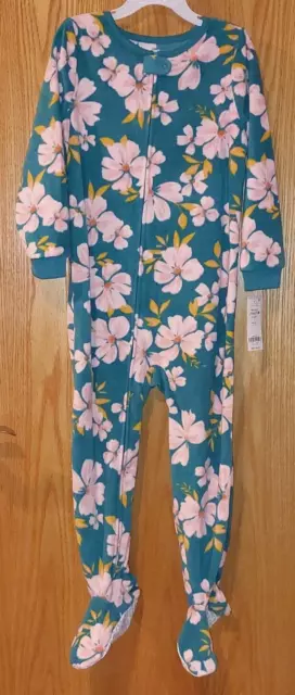 NWT Toddler Girls Carters Fleece Footed Pj size 5T Flowers -3491