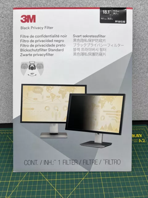 3M PF181C4B - Filtro de privacidad negro, negro, brillante para monitor de pantalla ancha de 18,1 pulgadas