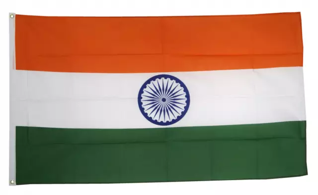 India Large Flag 5 x 3 FT - 100% Polyester With Eyelets - South Asia