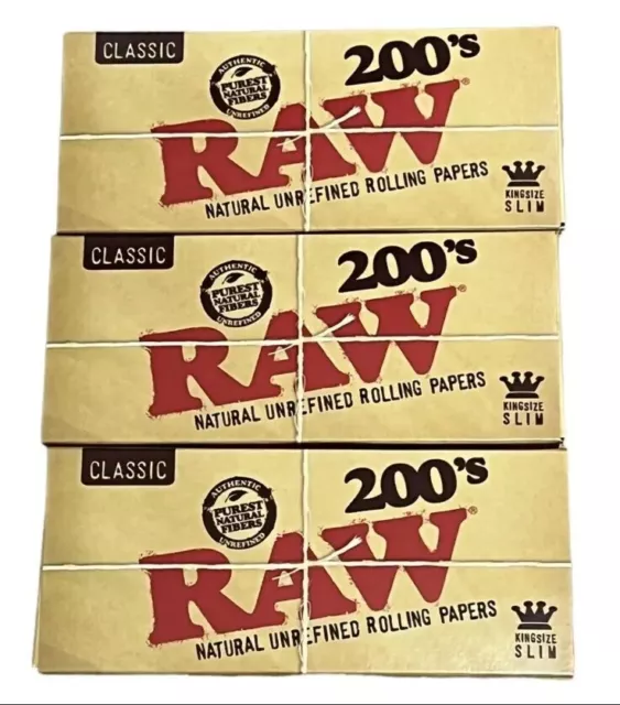 1 Pack RAW 200's Classic King Size Slim FLAT PACK - Uncreased Rolling papers