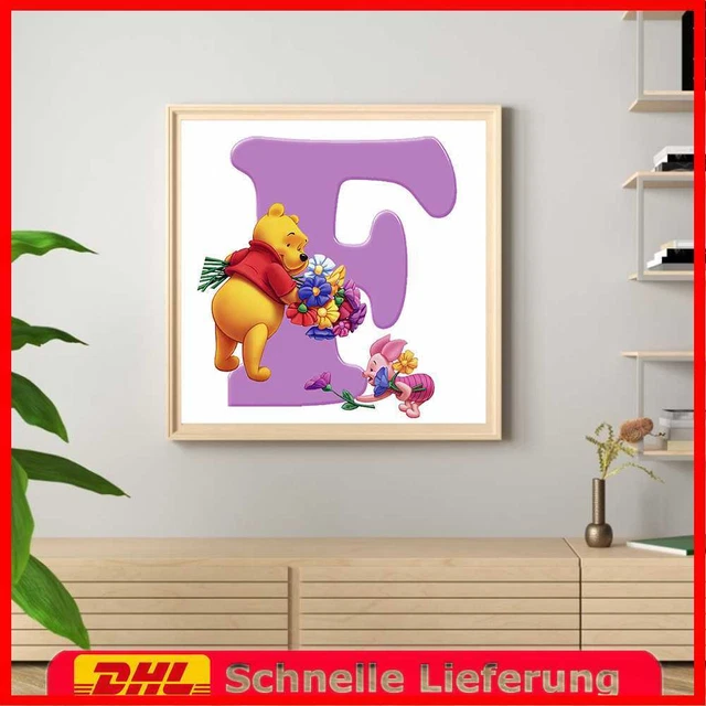 5D DIY Full Round Drill Diamond Painting Winnie the Pooh Letter F Kit Dekoration