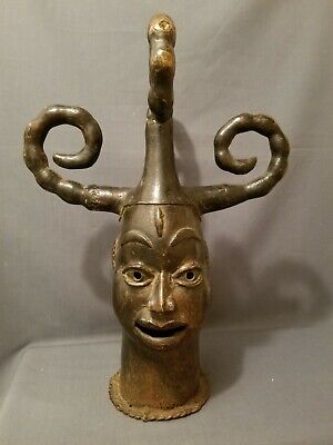 Rare Janus Ekoi Ejagham Bronze Head, Nigeria