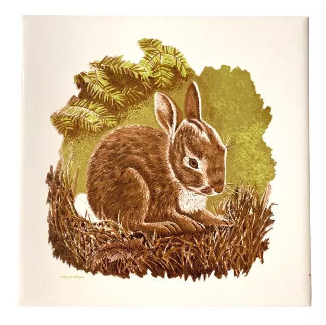 Screencraft Ceramic Tile of a Rabbit Wall Hanging Décor Trivet Cork Back ~ 6"x6"
