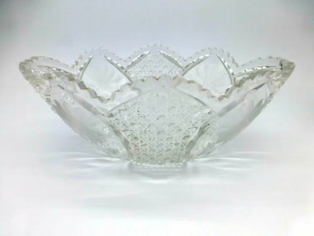 McKee Innovation EAPG Wire Wheel Cut Glass Large Fruit Bowl Nearcut Nucut ca1917