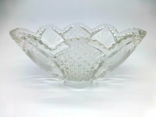 McKee Innovation EAPG Wire Wheel Cut Glass Large Fruit Bowl Nearcut Nucut ca1917