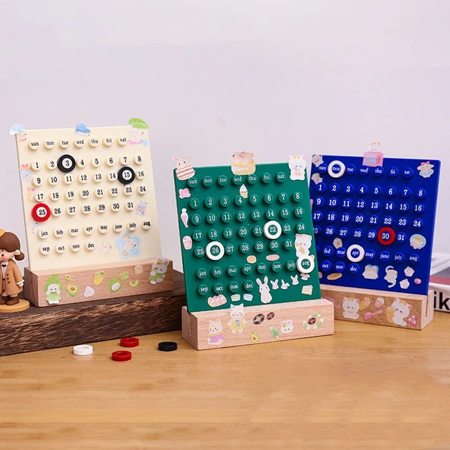 Bague en bois acrylique calendrier de bureau calendrier perpétuel avec enregist