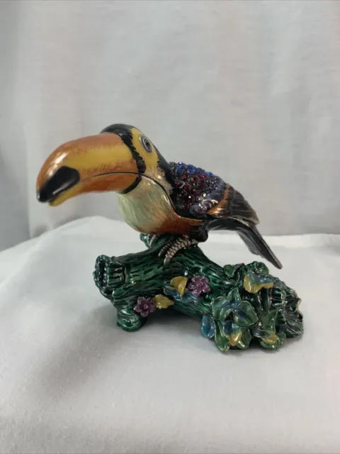 Adorable Toucan Bejeweled Bedazzled Trinket Box