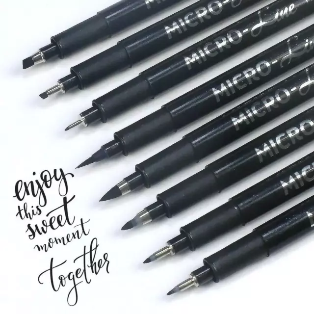 Calligraphy Hand Lettering Pens, Pigment Liner Micron Pen Set , 8Size Caligraphy