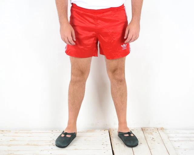 Adidas L Uomo Vintage Nylon Seta Pantaloncini 80's Rétro Sprinter Corsa West