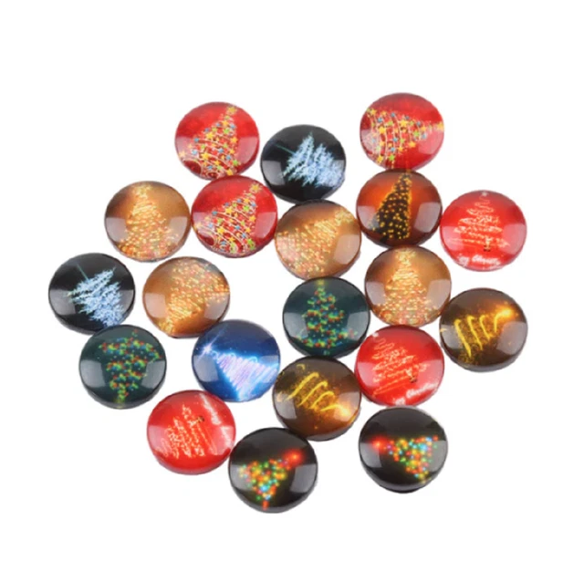 10 Weihnachtsbaum Weihnachten Cabochons gemischt Rund Glas Cabochon Lichter Santa UK