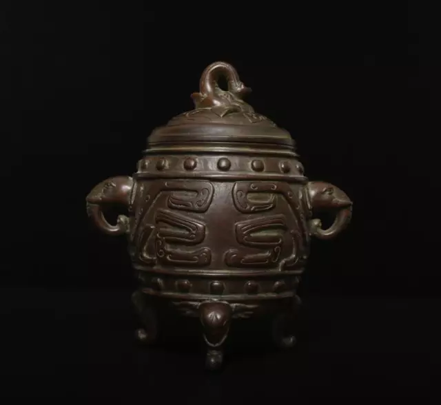 Ming Xuande Signed Old Chinese Bronze or Copper Incense Burner w/dragon