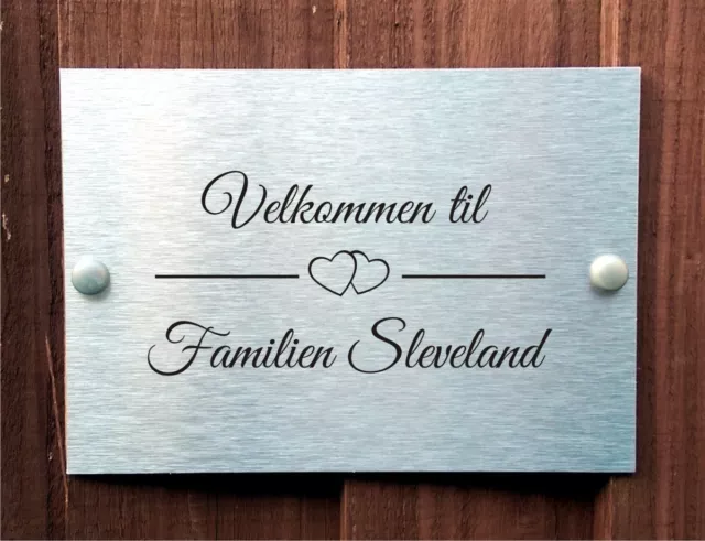 Placa de puerta noruega New Heart Design personalizada con apellido