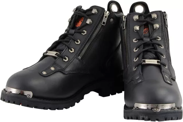 Milwaukee Leather Men's Lace-Up Boots With Double Sided Zipper Entry - Sabc