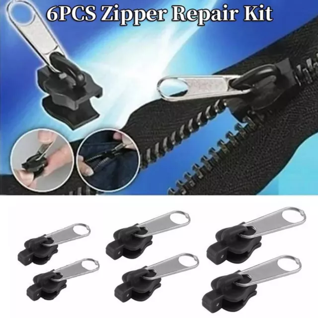 6PCS Fix A Zipper Zip Slider Puller Rescue Instant Repair Replacement Durable UK