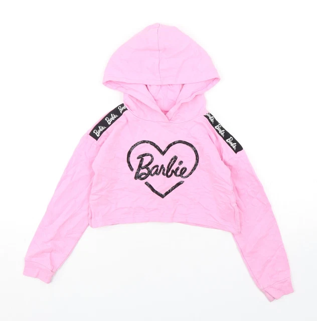 Barbie Girls Pink  Cotton Pullover Hoodie Size 5-6 Years   - Cropped