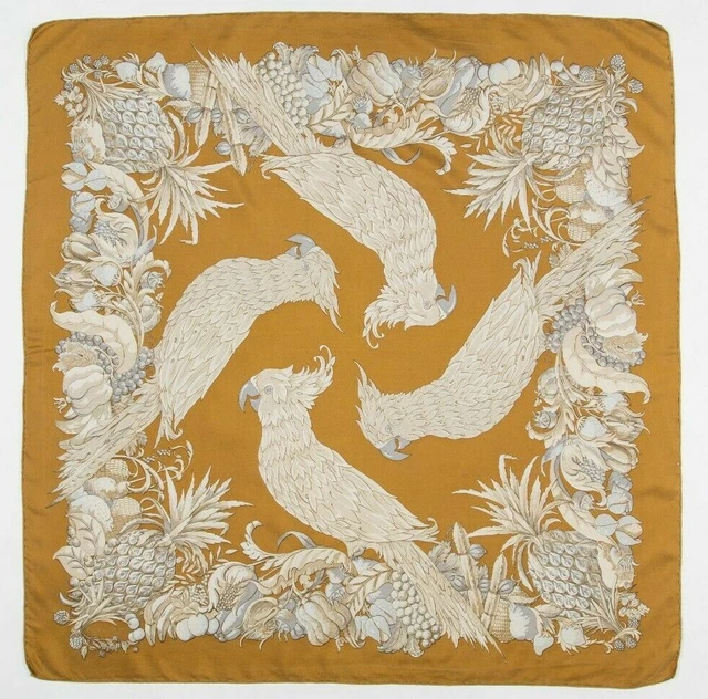 Foulard Carré Vintage En Soie 100% - Imprimé Floral Violet & Blanc - Fait Main Italie - Bon état