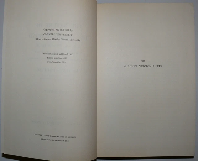 LINUS PAULING NATURE Chemical Bond 1960
