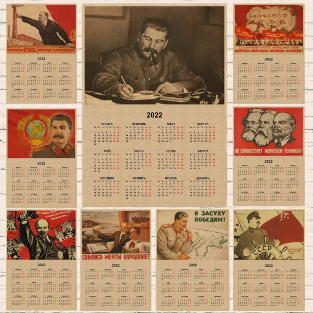 The Soviet Union Paper Posters President Stalin Calendar Marx Lenin Sticker