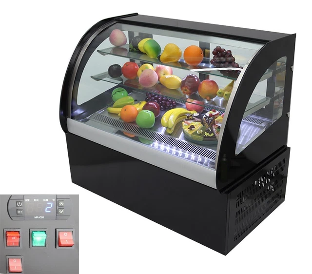 Desktop Curved Cake Display Cabinet with Humidifier Cake Showcase 3-Layer 220V