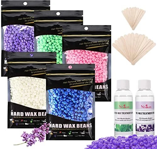 Cire Epilation Perle Nivlan Premium Kit d Epilation avec 5 Sacs Perles de Cir...