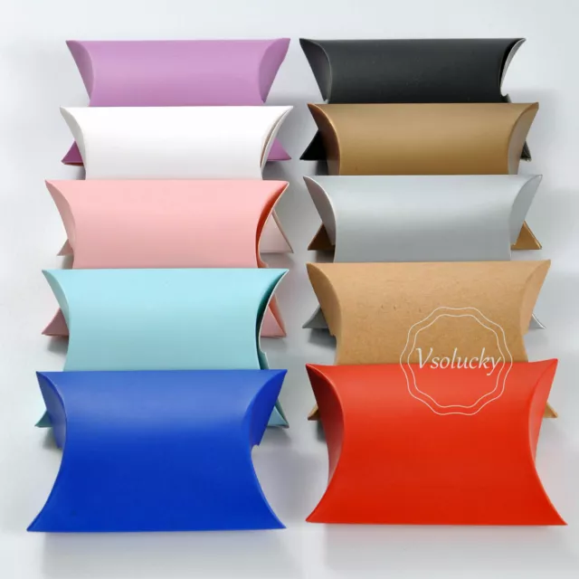 50 - 200pcs Candy Boxes Pillow Favor Gift Box Wedding Party Favour Kraft Paper