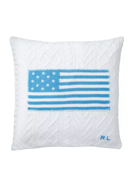 Ralph Lauren Home Colección Cordón de Punto Bandera Eeuu Manta Almohada 20 x 20