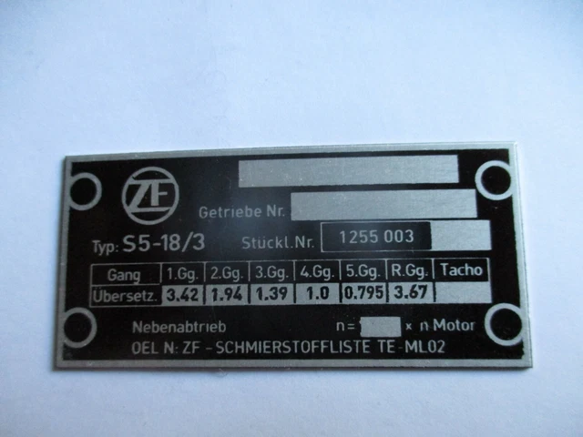 Plaque Zf Bouclier Pour Fiat 130 Coupé Et Maserati Bi-Turbo – Pièce Ancienne D'origine Italienne